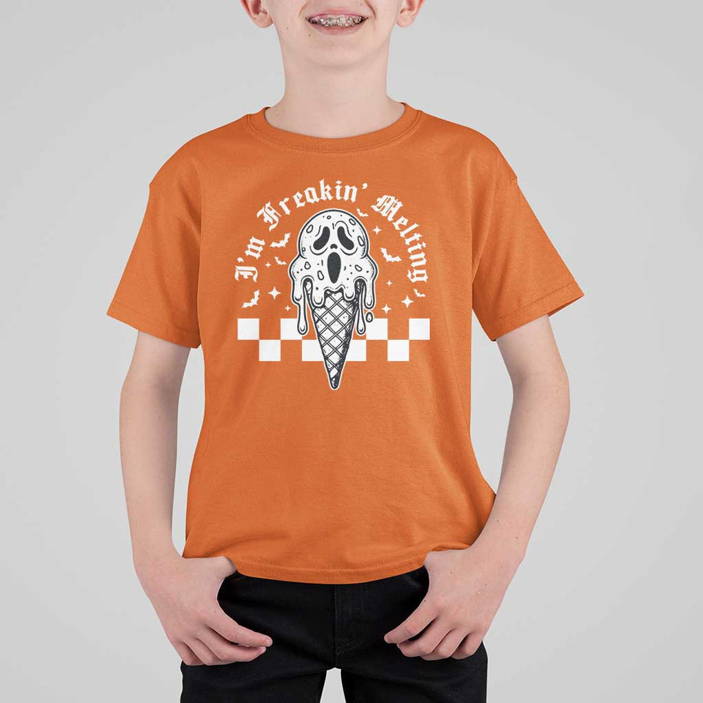 Funny Halloween T Shirt For Kid I'm Freakin' Melting Ice Cream Scream Bat TS11 Orange Print Your Wear