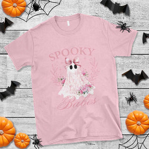 Halloween T Shirt Spooky Babes Pink Ghost Coquette Aesthetic TS11 Light Pink Print Your Wear