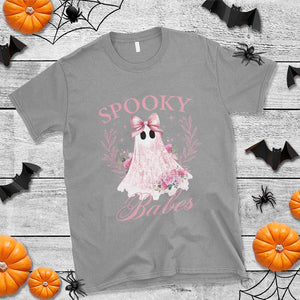 Halloween T Shirt Spooky Babes Pink Ghost Coquette Aesthetic TS11 Sport Gray Print Your Wear