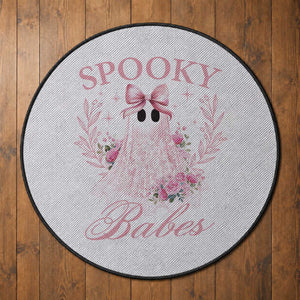 Halloween Round Rug Spooky Babes Pink Ghost Coquette Aesthetic