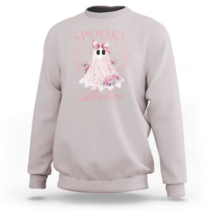 Halloween Sweatshirt Spooky Babes Pink Ghost Coquette Aesthetic TS11 Ice Gray Print Your Wear