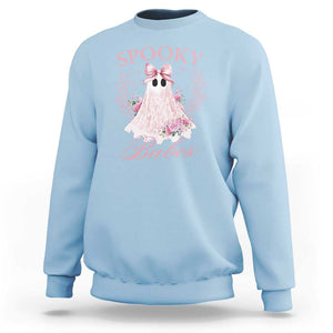 Halloween Sweatshirt Spooky Babes Pink Ghost Coquette Aesthetic TS11 Light Blue Print Your Wear