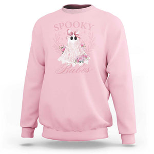 Halloween Sweatshirt Spooky Babes Pink Ghost Coquette Aesthetic TS11 Light Pink Print Your Wear