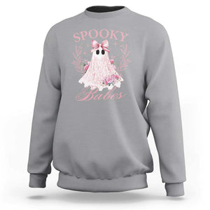 Halloween Sweatshirt Spooky Babes Pink Ghost Coquette Aesthetic TS11 Sport Gray Print Your Wear