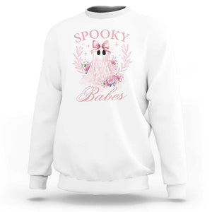 Halloween Sweatshirt Spooky Babes Pink Ghost Coquette Aesthetic TS11 White Print Your Wear