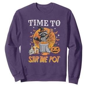 Funny Halloween Sweatshirt Time To Stir The Pot Cute Raccoon Pumpkin TS11 Purple Print Your Wear