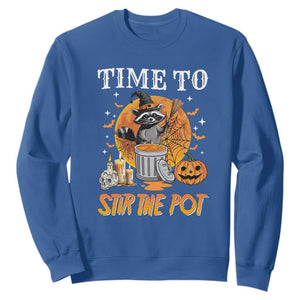 Funny Halloween Sweatshirt Time To Stir The Pot Cute Raccoon Pumpkin TS11 Royal Blue Print Your Wear