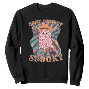 Halloween Western Sweatshirt Boot Scootin' Spooky Cute Country Cowboy Ghost TS11 Black Print Your Wear