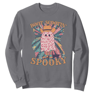 Halloween Western Sweatshirt Boot Scootin' Spooky Cute Country Cowboy Ghost TS11 Charcoal Print Your Wear