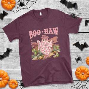 Halloween Western T Shirt Boo Haw Cute Country Cowboy Ghost TS11 Maroon Print Your Wear