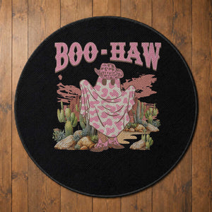 Halloween Western Round Rug Boo Haw Cute Country Cowboy Ghost