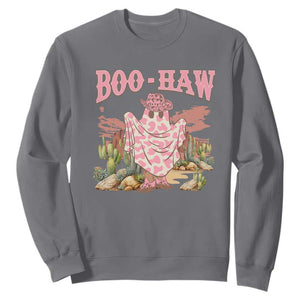 Halloween Western Sweatshirt Boo Haw Cute Country Cowboy Ghost TS11 Charcoal Print Your Wear