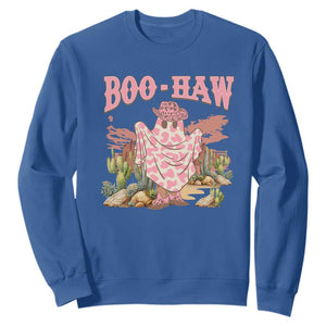 Halloween Western Sweatshirt Boo Haw Cute Country Cowboy Ghost TS11 Royal Blue Print Your Wear