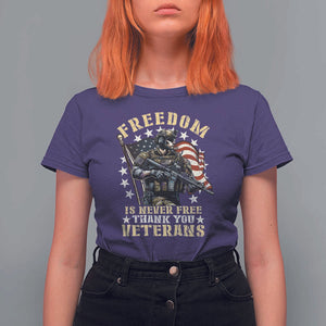 Veterans T Shirt For Women Freedom Is Never Free Thank You Veterans American Flag Military TS11 Purple Print Your Wear