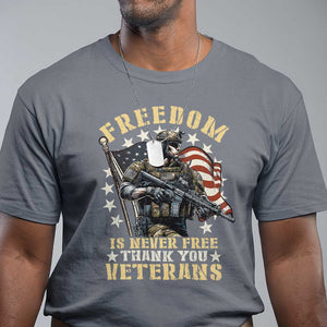 Veterans T Shirt Freedom Is Never Free Thank You Veterans American Flag Military TS11 Charcoal Print Your Wear