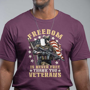 Veterans T Shirt Freedom Is Never Free Thank You Veterans American Flag Military TS11 Maroon Print Your Wear