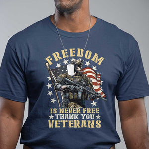 Veterans T Shirt Freedom Is Never Free Thank You Veterans American Flag Military TS11 Navy Print Your Wear