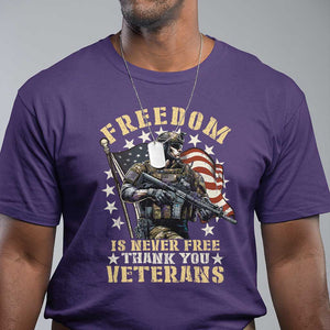 Veterans T Shirt Freedom Is Never Free Thank You Veterans American Flag Military TS11 Purple Print Your Wear