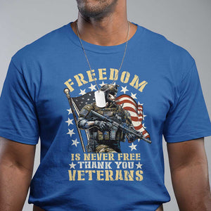 Veterans T Shirt Freedom Is Never Free Thank You Veterans American Flag Military TS11 Royal Blue Print Your Wear