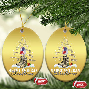 Veteran Day Xmas Christmas Ornament Merry Veteran Christmas Fir Tree Dog Tag Combat Shoes TS11 Oval Gold Print Your Wear