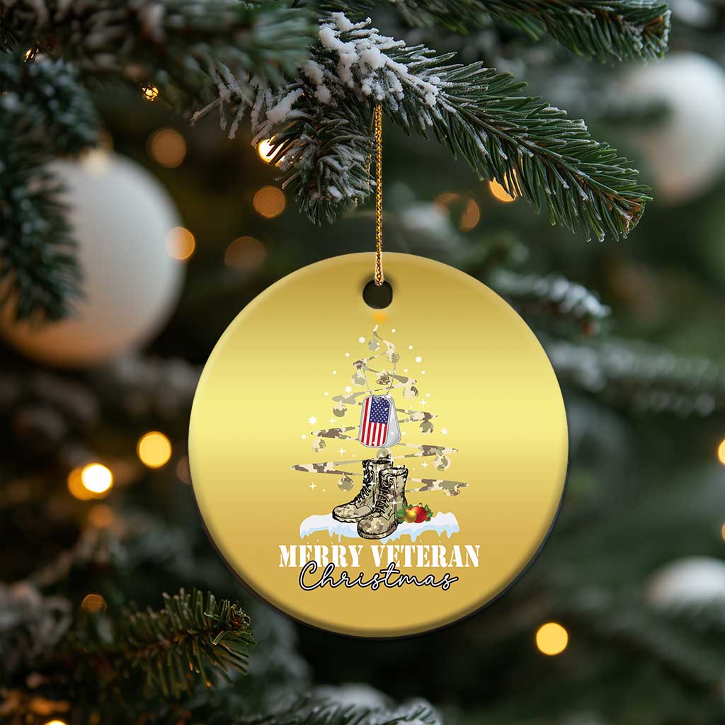 Veteran Day Xmas Christmas Ornament Merry Veteran Christmas Fir Tree Dog Tag Combat Shoes TS11 Print Your Wear