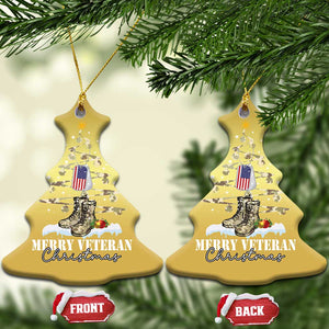 Veteran Day Xmas Christmas Ornament Merry Veteran Christmas Fir Tree Dog Tag Combat Shoes TS11 Christmas Tree Gold Print Your Wear