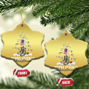 Veteran Day Xmas Christmas Ornament Merry Veteran Christmas Fir Tree Dog Tag Combat Shoes TS11 Snow Flake Gold Print Your Wear