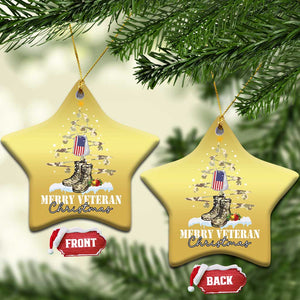 Veteran Day Xmas Christmas Ornament Merry Veteran Christmas Fir Tree Dog Tag Combat Shoes TS11 Star Gold Print Your Wear