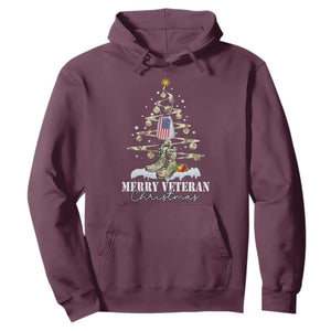 Veteran Day Xmas Hoodie Merry Veteran Christmas Fir Tree Dog Tag Combat Shoes TS11 Maroon Print Your Wear