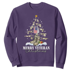 Veteran Day Xmas Sweatshirt Merry Veteran Christmas Fir Tree Dog Tag Combat Shoes TS11 Purple Print Your Wear