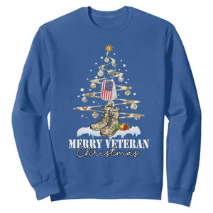 Veteran Day Xmas Sweatshirt Merry Veteran Christmas Fir Tree Dog Tag Combat Shoes TS11 Royal Blue Print Your Wear