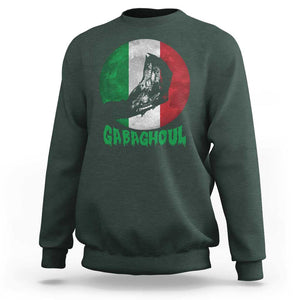 Funny Halloween Sweatshirt Gabaghoul Zombie Hand Moon Italian Flag Moon TS11 Dark Forest Green Print Your Wear