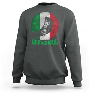 Funny Halloween Sweatshirt Gabaghoul Zombie Hand Moon Italian Flag Moon TS11 Dark Heather Print Your Wear