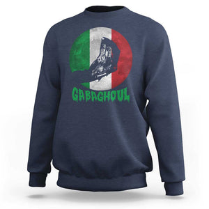 Funny Halloween Sweatshirt Gabaghoul Zombie Hand Moon Italian Flag Moon TS11 Navy Print Your Wear