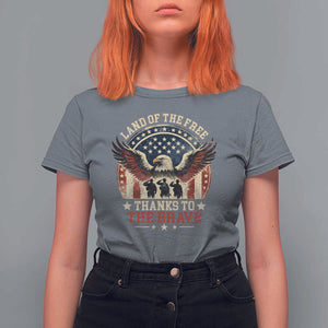 Veterans T Shirt For Women Land Of The Free Thanks To The Brave American Flag Eagle TS11 Charcoal Print Your Wear