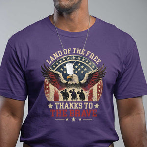 Veterans T Shirt Land Of The Free Thanks To The Brave American Flag Eagle TS11 Purple Print Your Wear