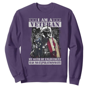 Veterans Sweatshirt I Am A Veteran My Oath Of Enlistment Has No Expiration Date Military TS11 Purple Print Your Wear