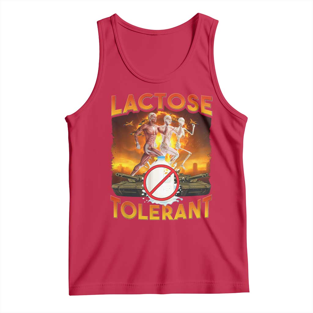 Funny Lactose Tolerant Tank Top Ironic Sarcastic Funny Humor Cringe Meme TS11 Red Print Your Wear