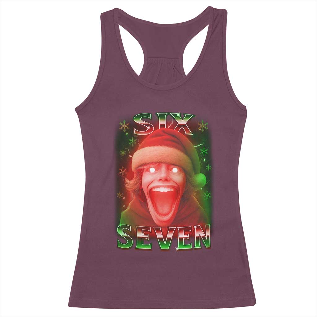 67 Six Seven Christmas Meme Racerback Tank Top The Mason 67 Kid Gen Alpha Slang TS11 Maroon Print Your Wear
