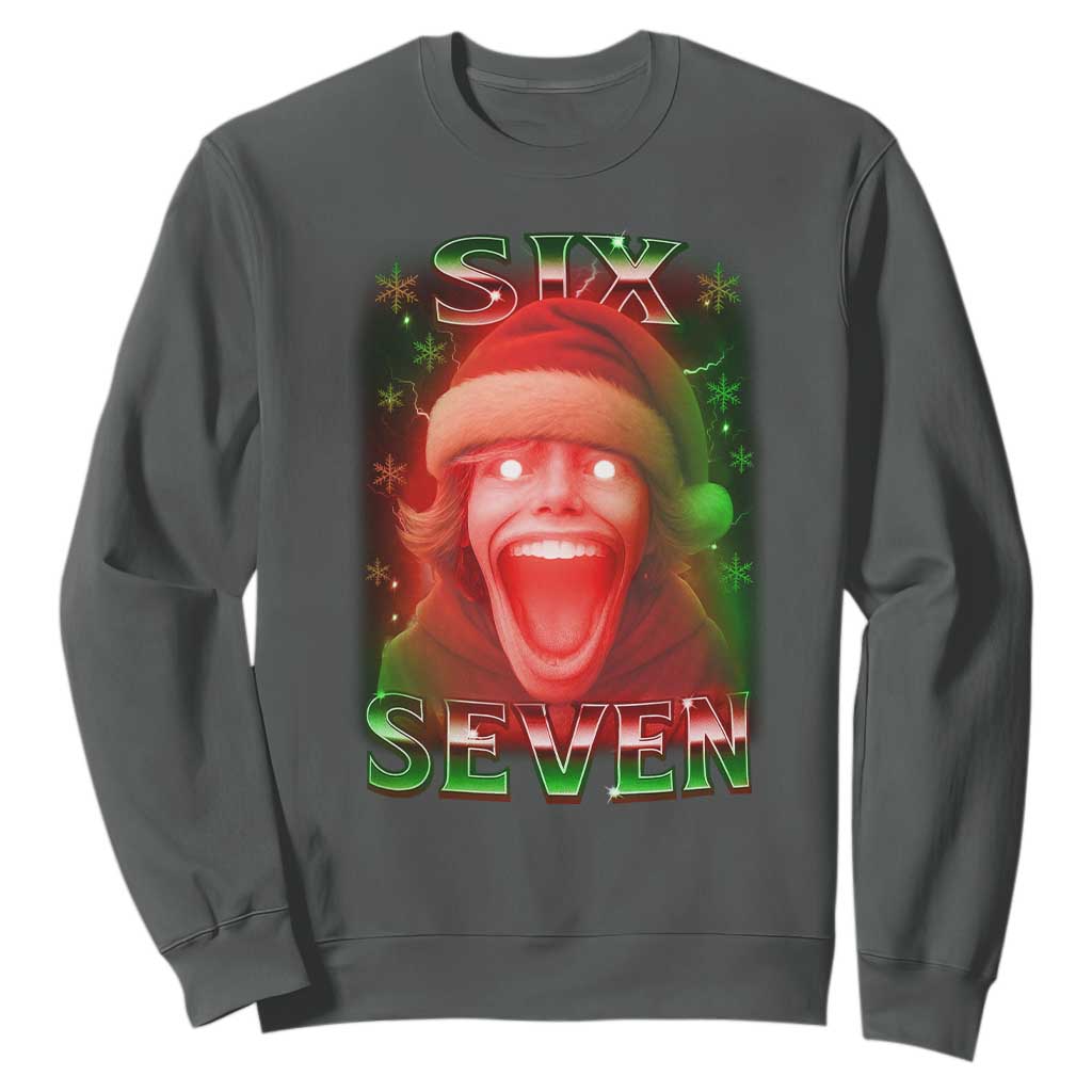67 Six Seven Christmas Meme Sweatshirt The Mason 67 Kid Gen Alpha Slang TS11 Dark Heather Print Your Wear