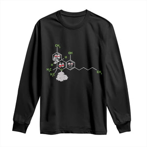 Cannabis Weed Long Sleeve Shirt Molecule THC Marijuana Stoner TS11 Black Print Your Wear