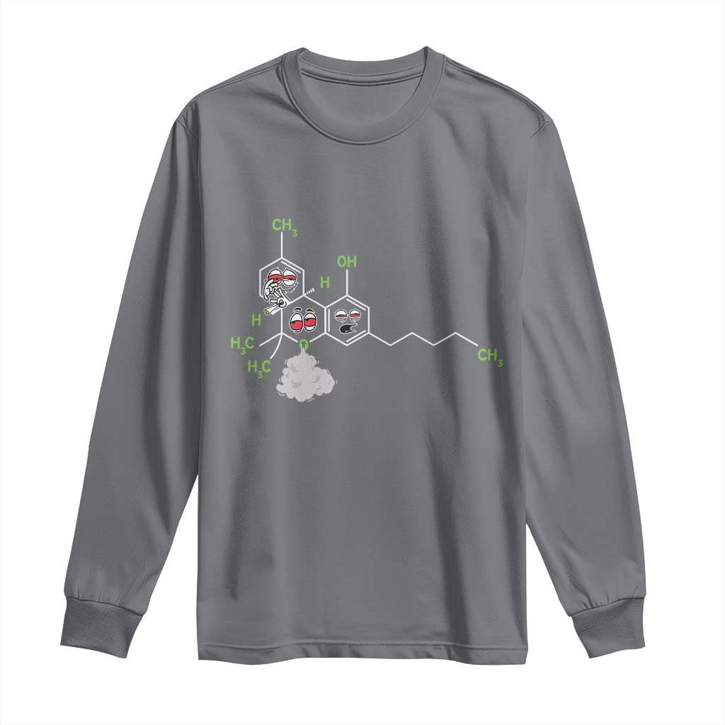 Cannabis Weed Long Sleeve Shirt Molecule THC Marijuana Stoner TS11 Charcoal Print Your Wear
