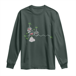 Cannabis Weed Long Sleeve Shirt Molecule THC Marijuana Stoner TS11 Dark Forest Green Print Your Wear