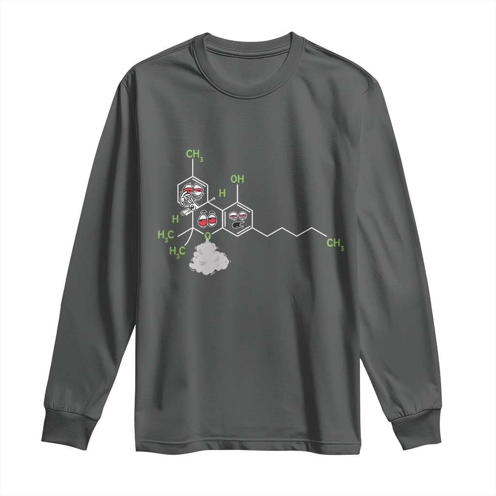 Cannabis Weed Long Sleeve Shirt Molecule THC Marijuana Stoner TS11 Dark Heather Print Your Wear