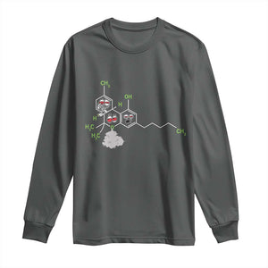 Cannabis Weed Long Sleeve Shirt Molecule THC Marijuana Stoner TS11 Dark Heather Print Your Wear