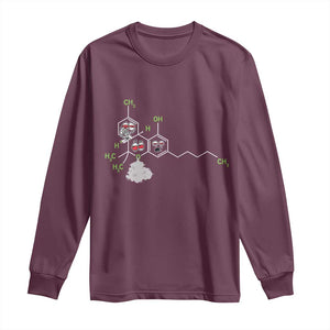 Cannabis Weed Long Sleeve Shirt Molecule THC Marijuana Stoner TS11 Maroon Print Your Wear