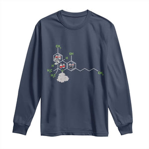 Cannabis Weed Long Sleeve Shirt Molecule THC Marijuana Stoner TS11 Navy Print Your Wear
