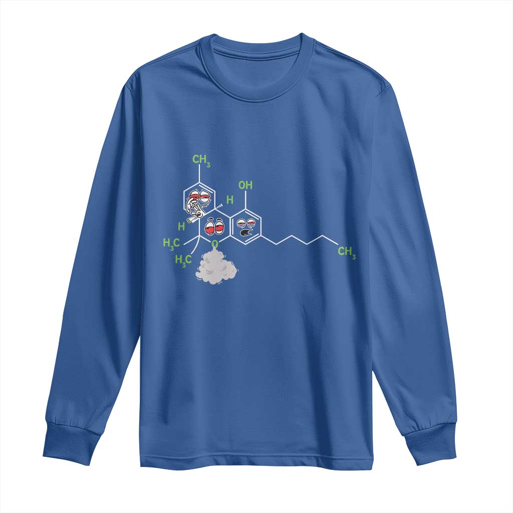 Cannabis Weed Long Sleeve Shirt Molecule THC Marijuana Stoner TS11 Royal Blue Print Your Wear