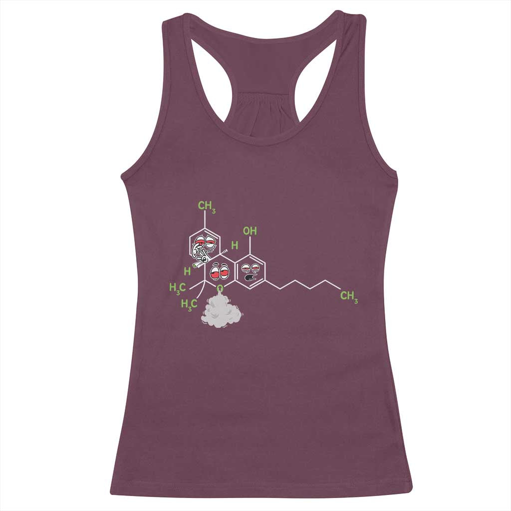 Cannabis Weed Racerback Tank Top Molecule THC Marijuana Stoner TS11 Maroon Print Your Wear