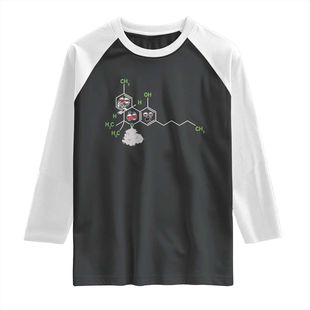 Cannabis Weed Raglan Shirt Molecule THC Marijuana Stoner TS11 Black White Print Your Wear